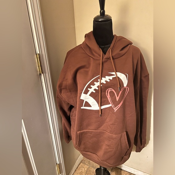 Football heart SWEATSHIRT hoodie -SHEIN size 1x - Picture 1 of 3